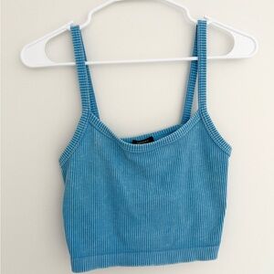 Forever 21 Blue Ribbed Crop Top
